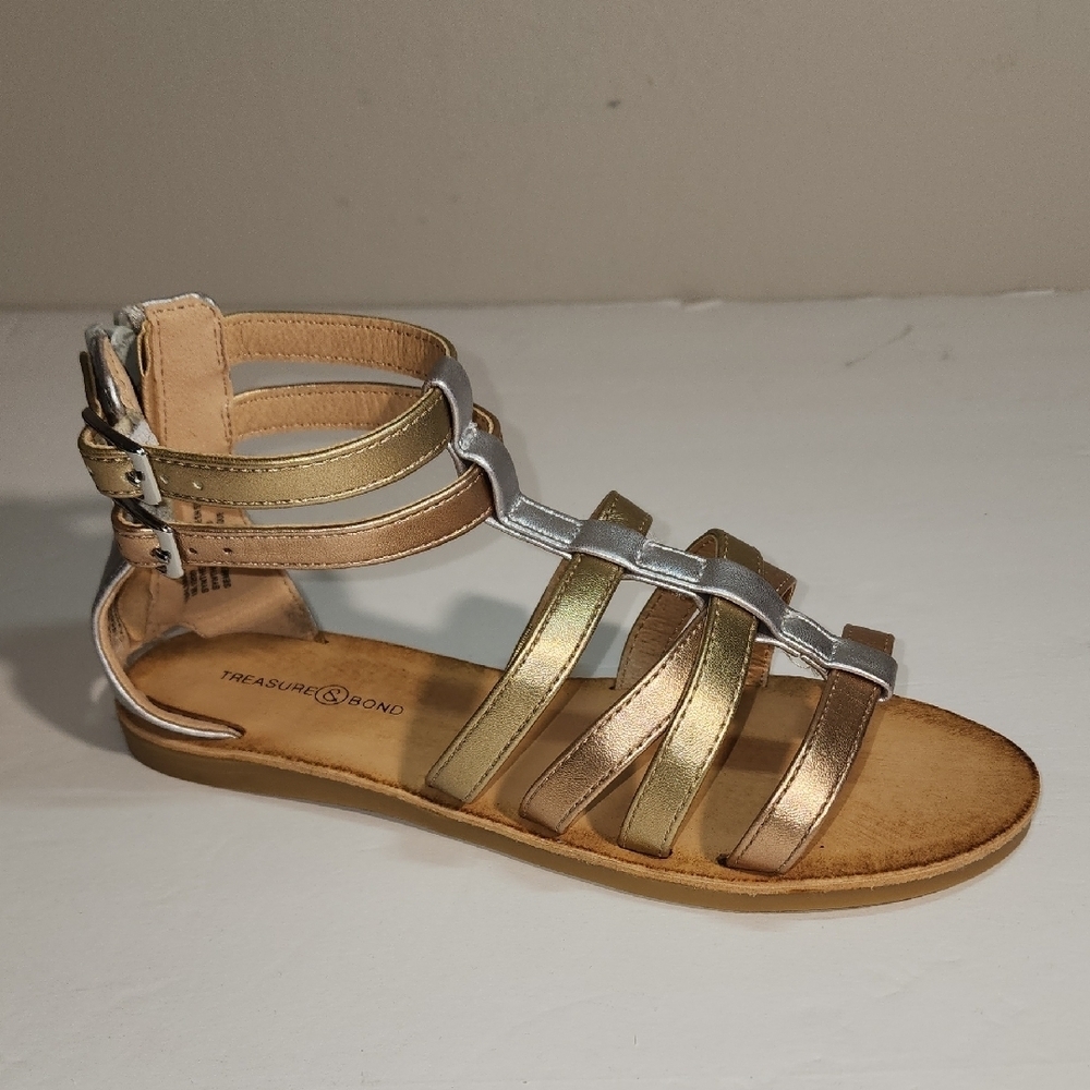 Treasure & Bond Women's Gold and Silver Strappy Sandals